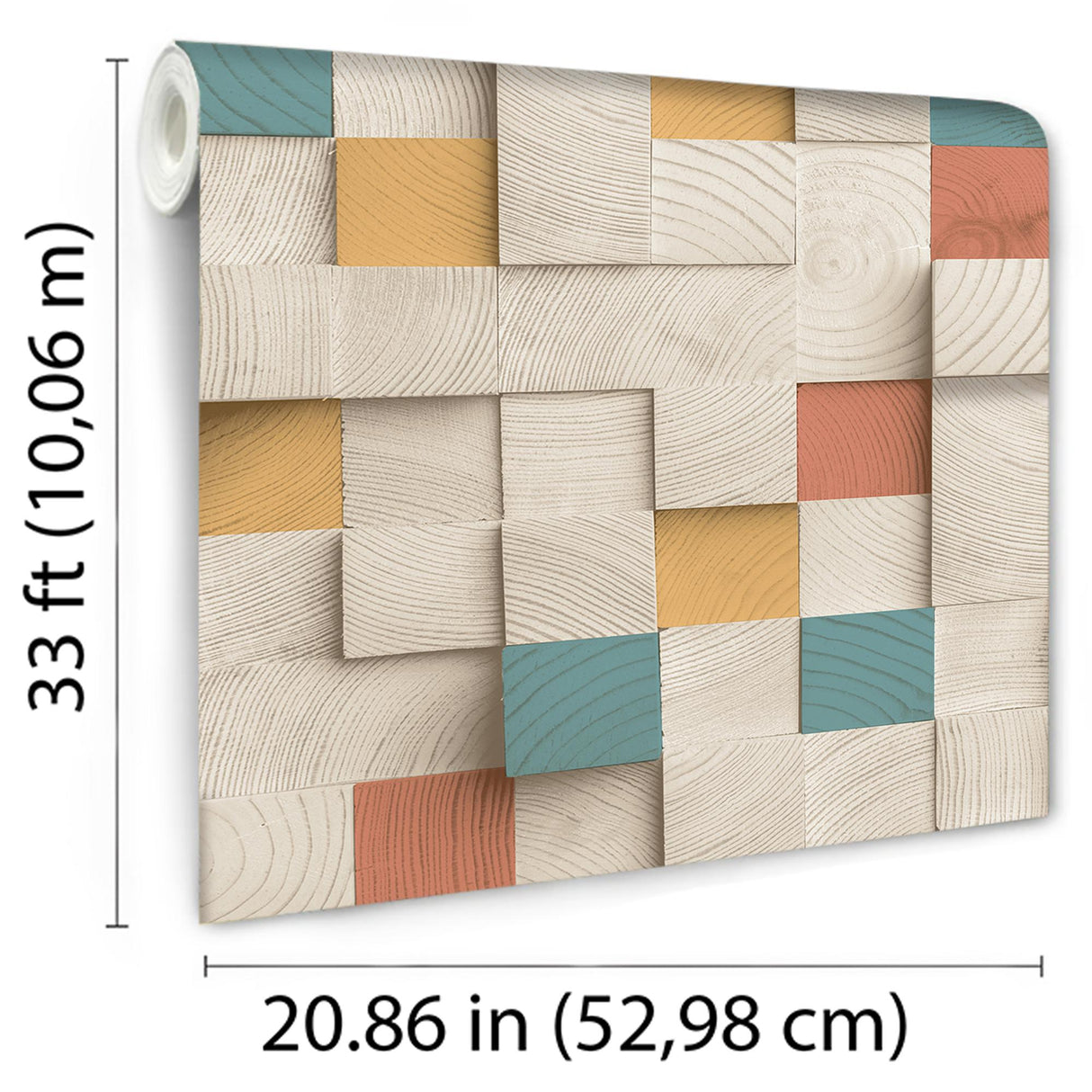 DecoratorsBest Wood Blocks Natural and Multi Colors Wallpaper