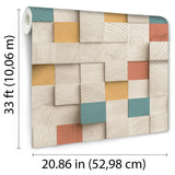 DecoratorsBest Wood Blocks Natural and Multi Colors Wallpaper
