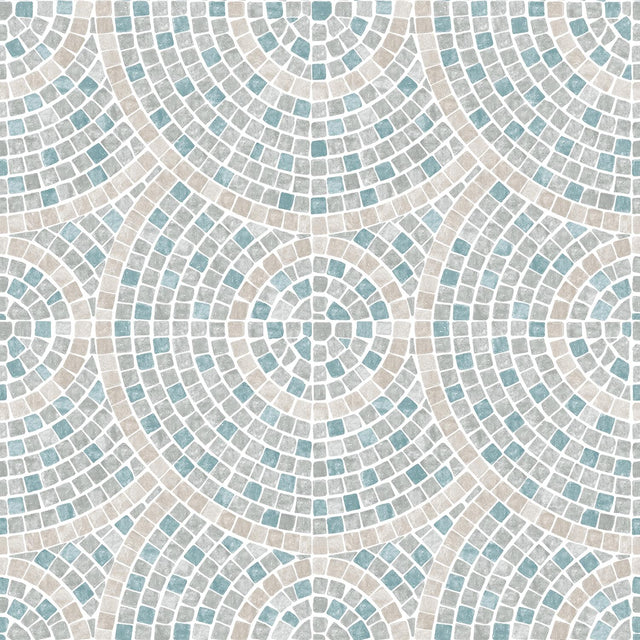 DecoratorsBest Mosaic Mirage Blue and Beige Wallpaper