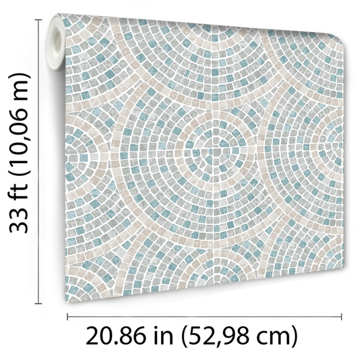 DecoratorsBest Mosaic Mirage Blue and Beige Wallpaper