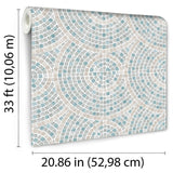 DecoratorsBest Mosaic Mirage Blue and Beige Wallpaper