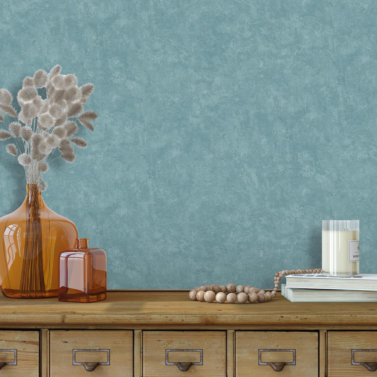 DecoratorsBest Faux Concrete Plaster Texture Blue Wallpaper