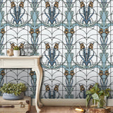DecoratorsBest Floral Stained Glass Blue Wallpaper