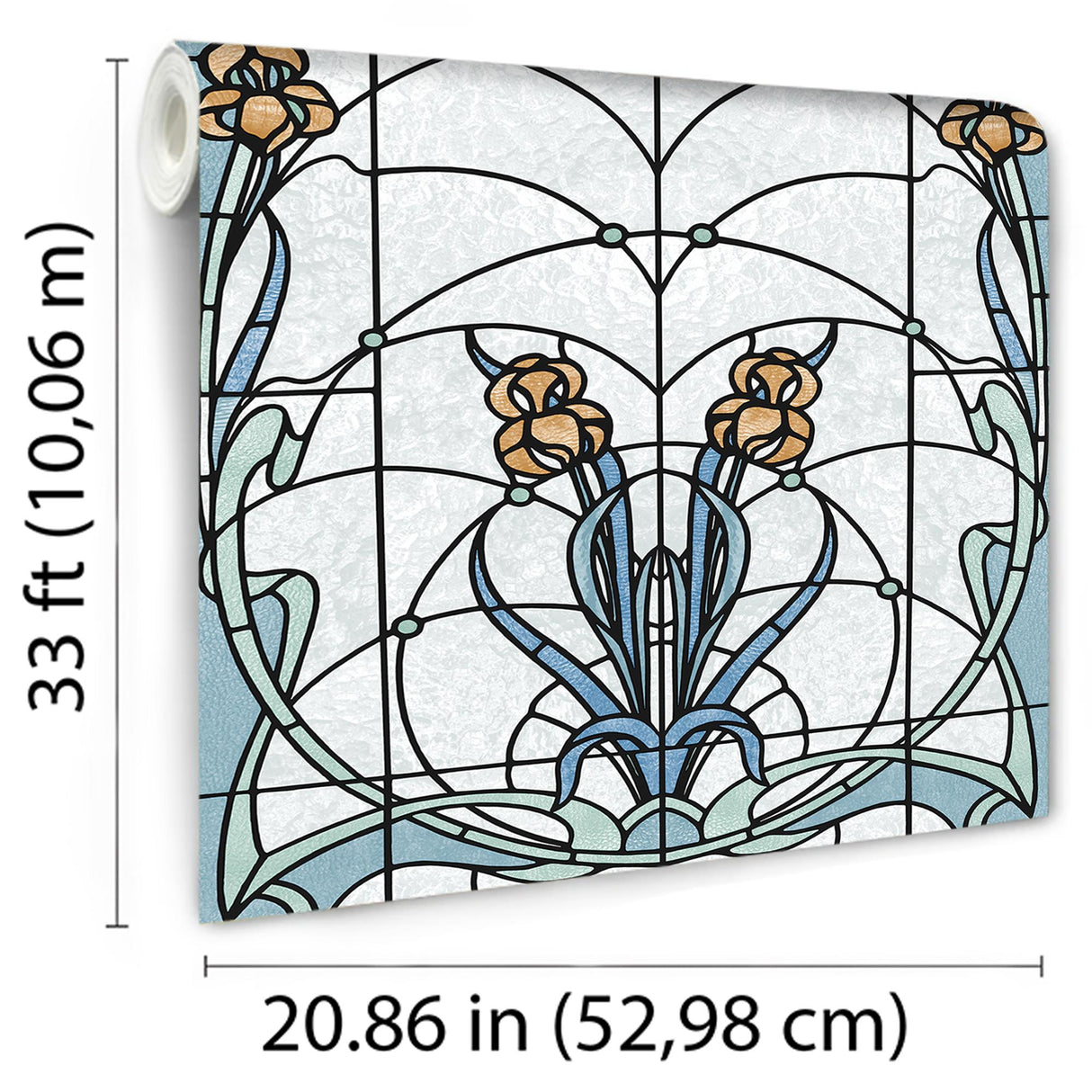 DecoratorsBest Floral Stained Glass Blue Wallpaper