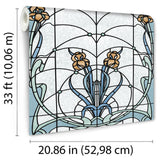 DecoratorsBest Floral Stained Glass Blue Wallpaper