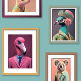 DecoratorsBest Funky Animal Portraits Green Ground Wallpaper