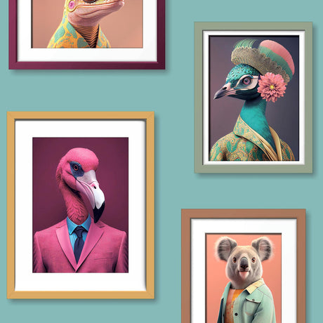 DecoratorsBest Funky Animal Portraits Green Ground Wallpaper