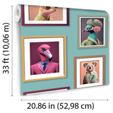 DecoratorsBest Funky Animal Portraits Green Ground Wallpaper