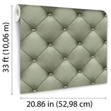DecoratorsBest Faux Plush Quilted Diamond Upholstery Green Wallpaper