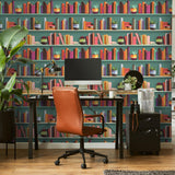 DecoratorsBest Modern Bookshelf Green Ground Wallpaper