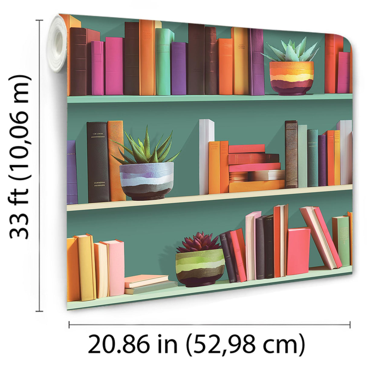 DecoratorsBest Modern Bookshelf Green Ground Wallpaper