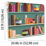 DecoratorsBest Modern Bookshelf Green Ground Wallpaper