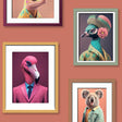 DecoratorsBest Funky Animal Portraits Orange Ground Wallpaper