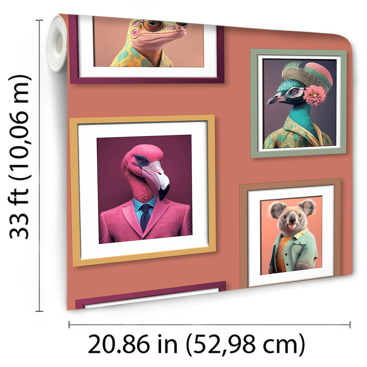 DecoratorsBest Funky Animal Portraits Orange Ground Wallpaper