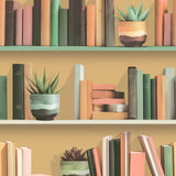 DecoratorsBest Modern Bookshelf Ocher Ground Wallpaper