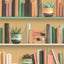 DecoratorsBest Modern Bookshelf Ocher Ground Wallpaper