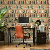 DecoratorsBest Modern Bookshelf Ocher Ground Wallpaper