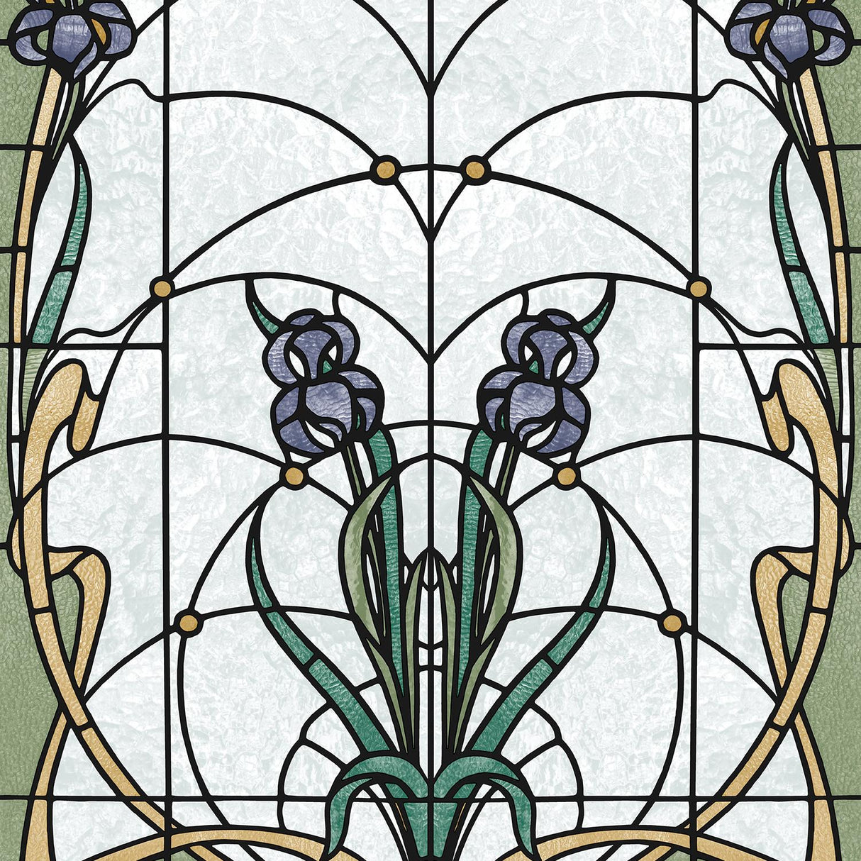 DecoratorsBest Floral Stained Glass Purple Flower Wallpaper