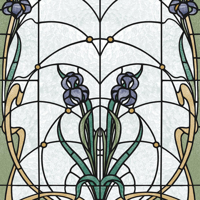 DecoratorsBest Floral Stained Glass Purple Flower Wallpaper
