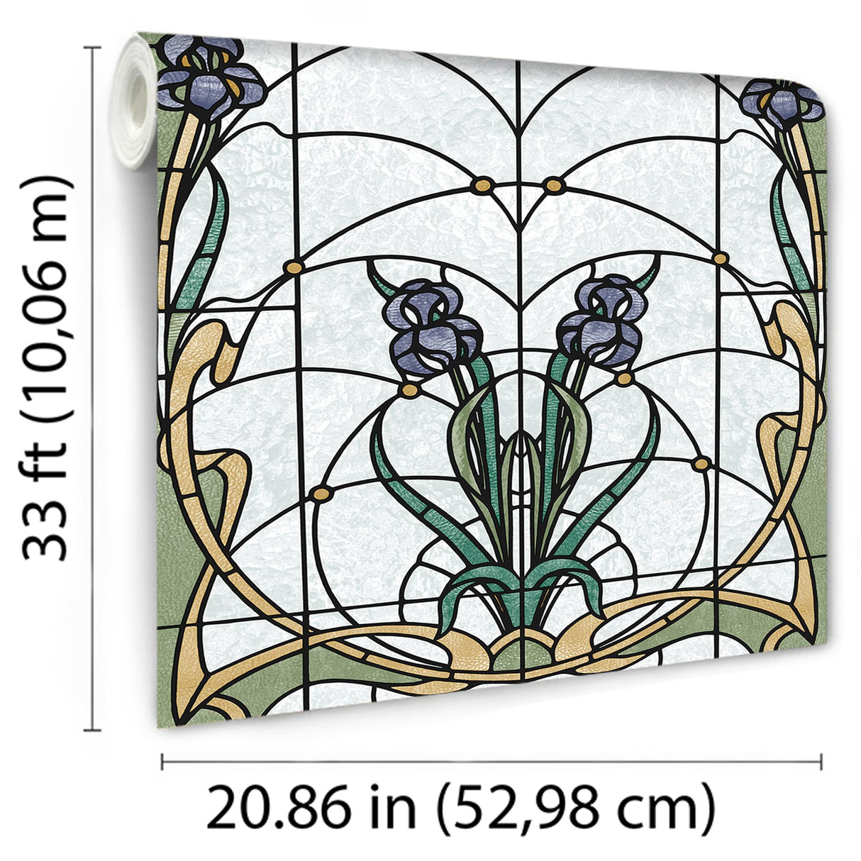 DecoratorsBest Floral Stained Glass Purple Flower Wallpaper
