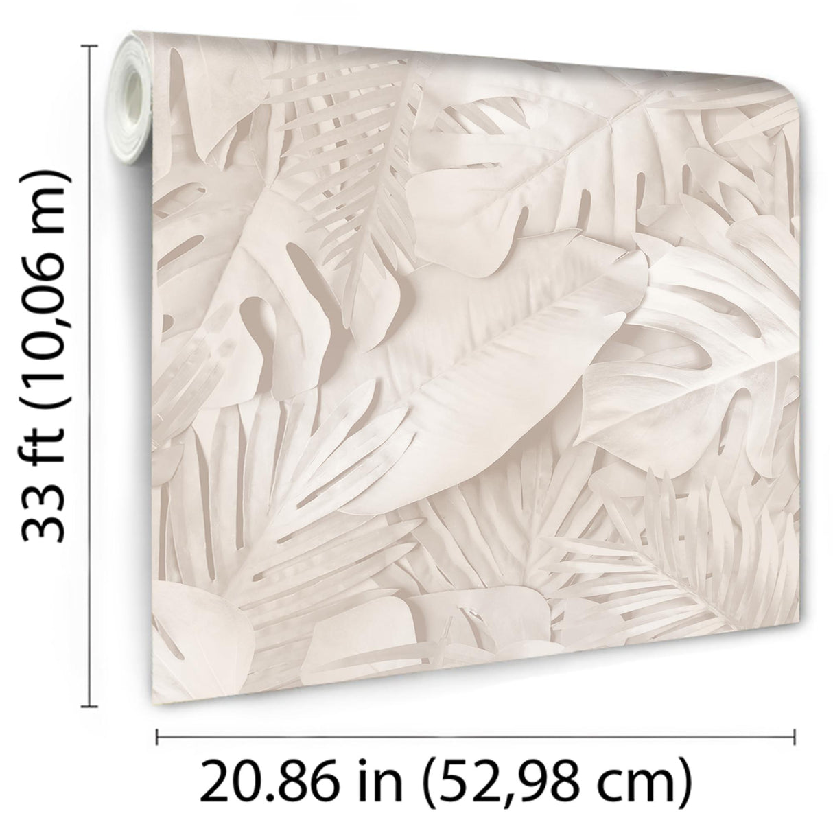 DecoratorsBest Large Photoreal Tropical Leaves Beige Wallpaper