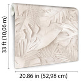DecoratorsBest Large Photoreal Tropical Leaves Beige Wallpaper