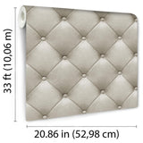 DecoratorsBest Faux Plush Quilted Diamond Upholstery Beige Wallpaper
