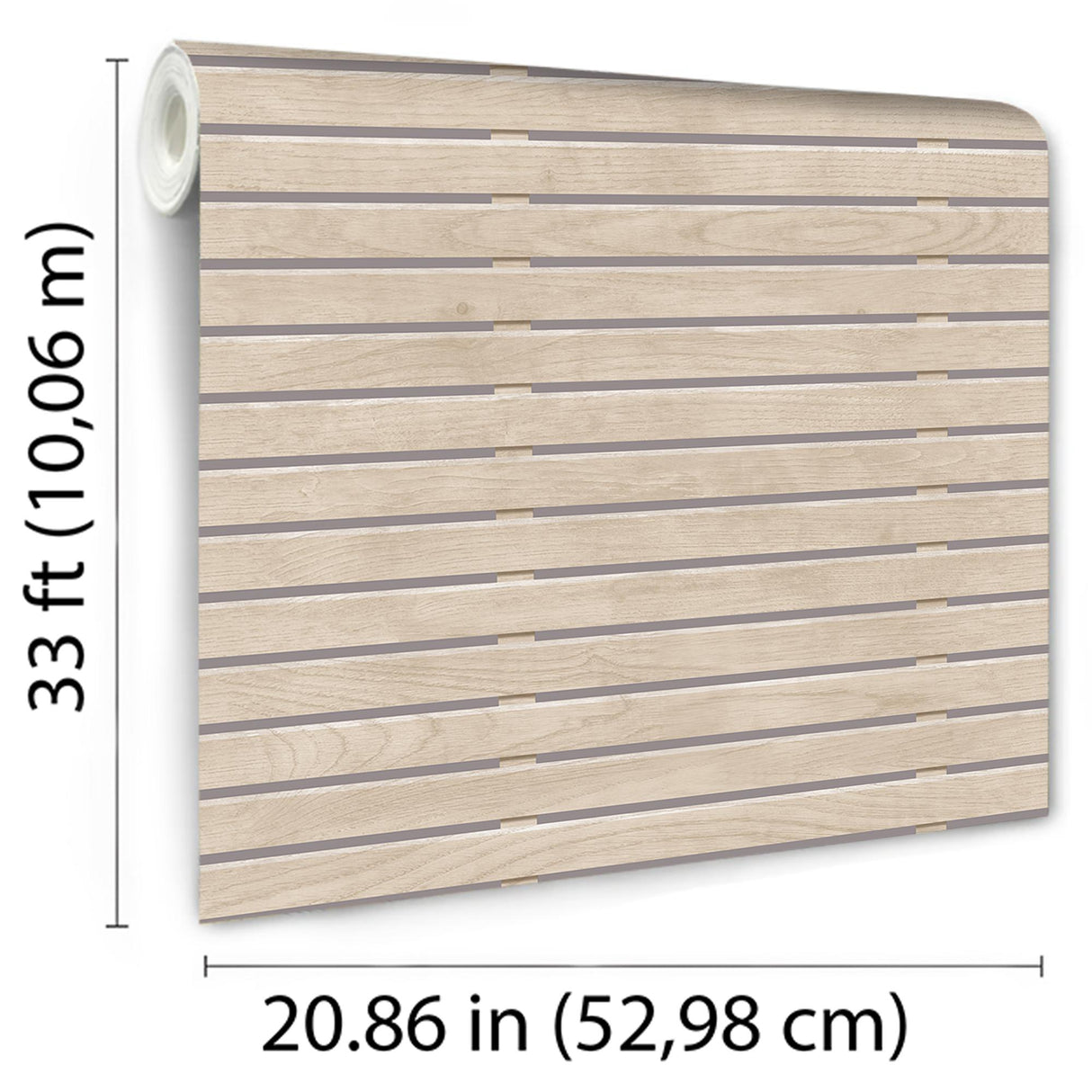 DecoratorsBest Horizontal Wood Slat Beige Wallpaper