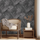DecoratorsBest Large Photoreal Tropical Leaves Black Wallpaper