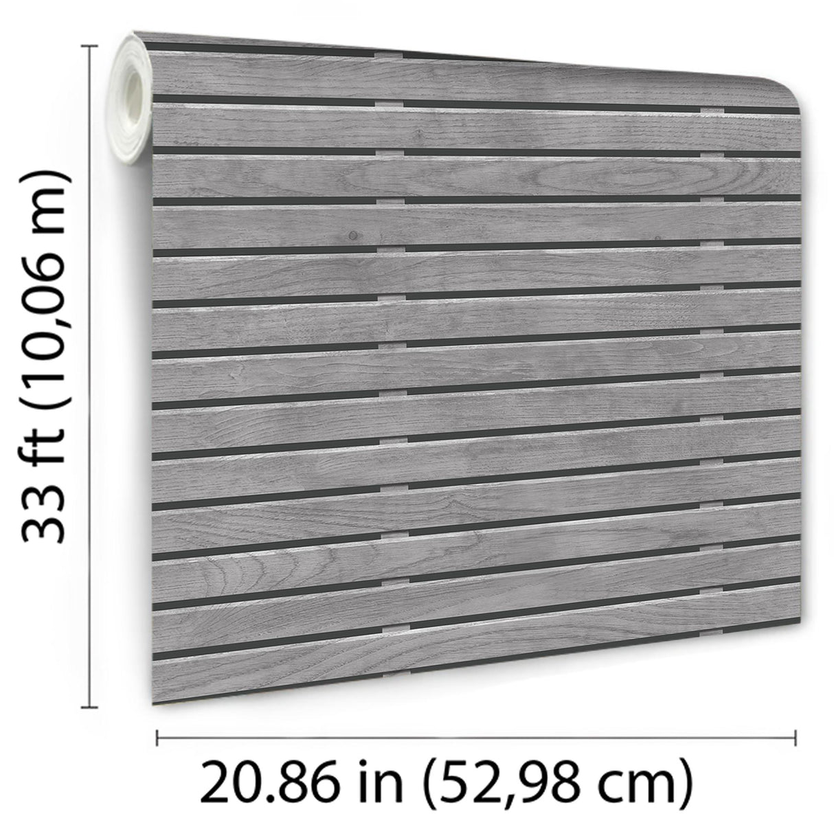 DecoratorsBest Horizontal Wood Slat Grey Wallpaper