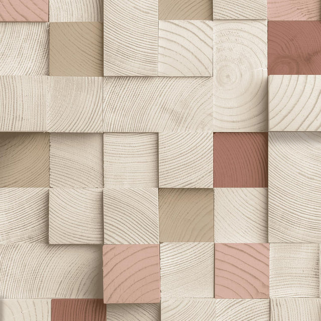 DecoratorsBest Wood Blocks Natural and Reds Wallpaper