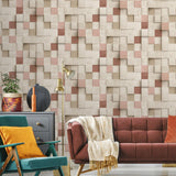 DecoratorsBest Wood Blocks Natural and Reds Wallpaper