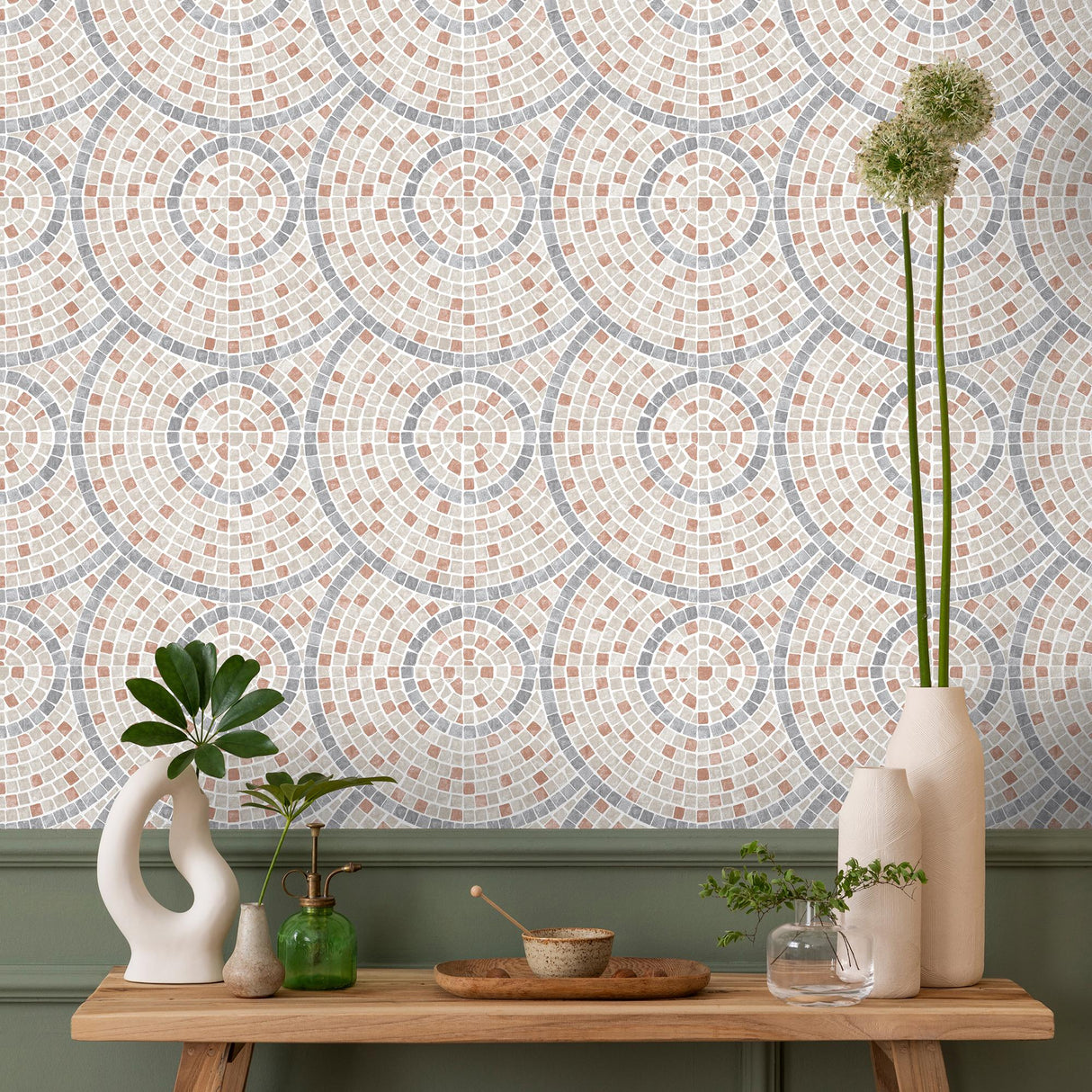 DecoratorsBest Mosaic Mirage Terracotta and Neutrals Wallpaper