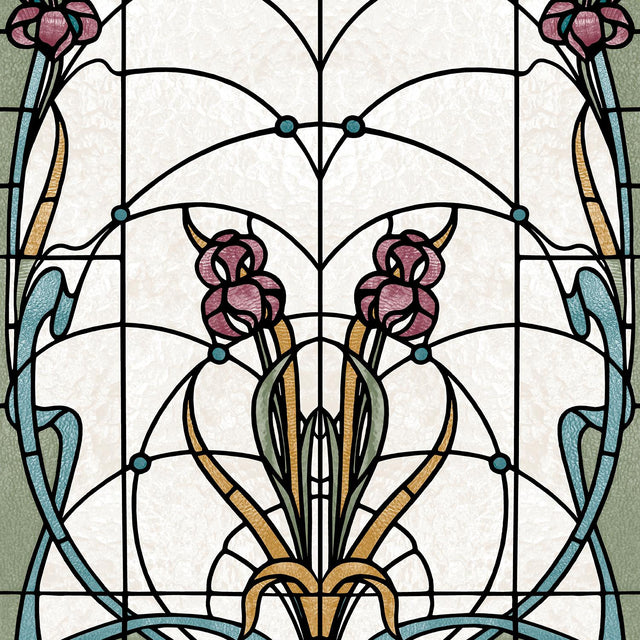 DecoratorsBest Floral Stained Glass Red Flower Wallpaper