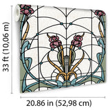 DecoratorsBest Floral Stained Glass Red Flower Wallpaper