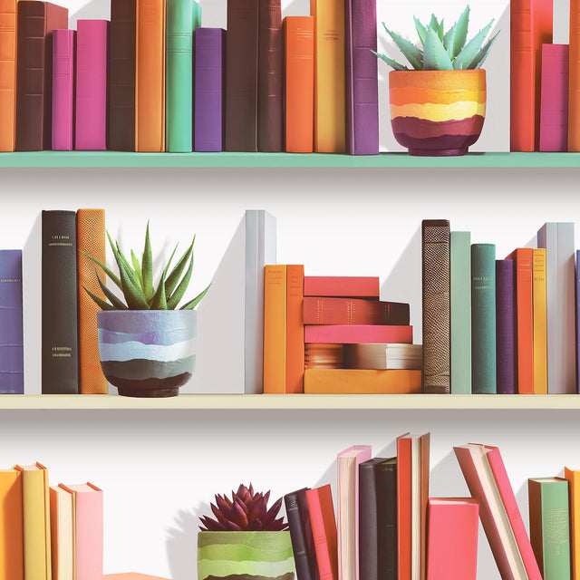 DecoratorsBest Modern Bookshelf White Ground Wallpaper