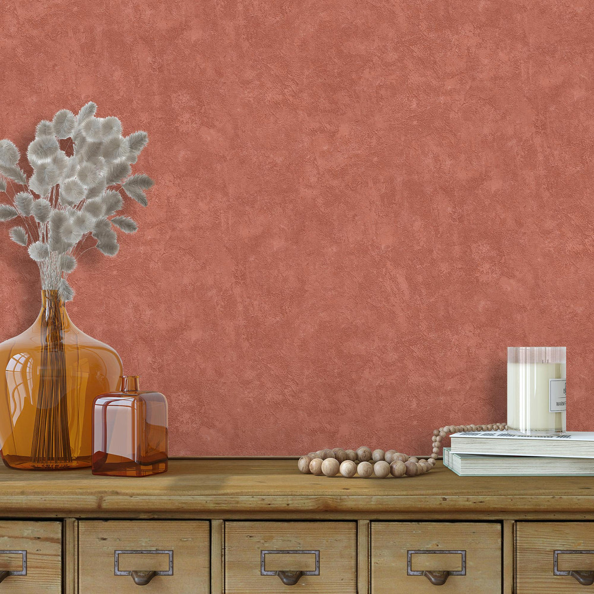 DecoratorsBest Faux Concrete Plaster Texture Red Wallpaper