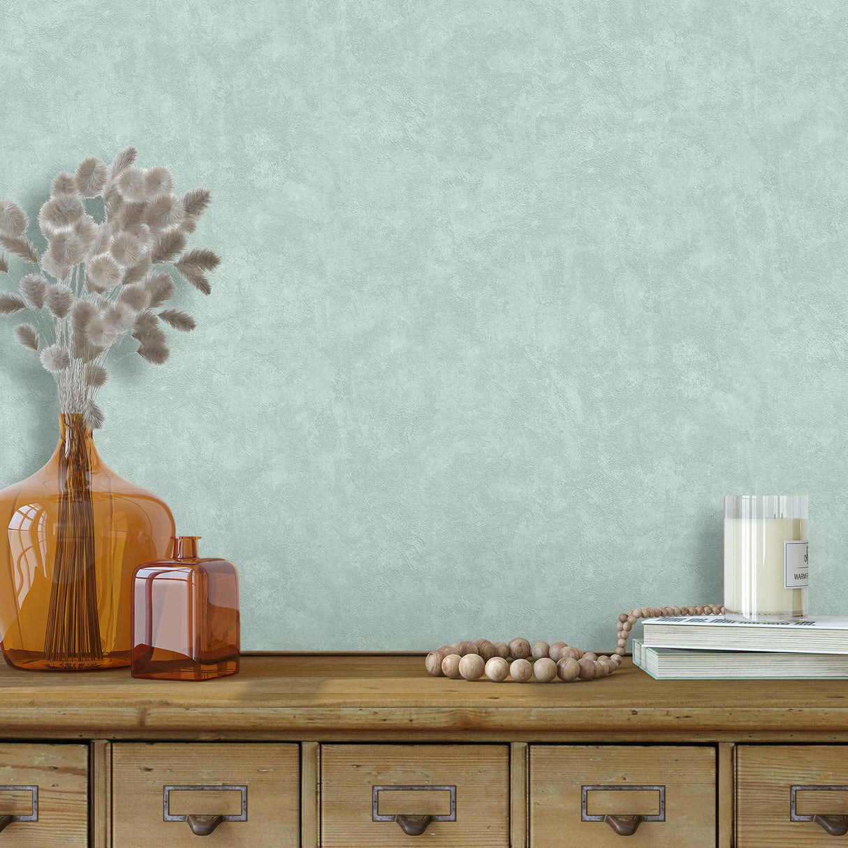 DecoratorsBest Faux Concrete Plaster Texture Green Wallpaper