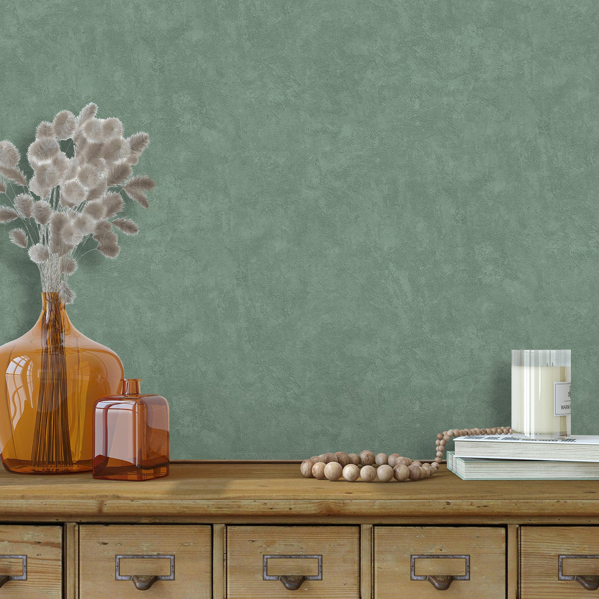 DecoratorsBest Faux Concrete Plaster Texture Dark Green Wallpaper