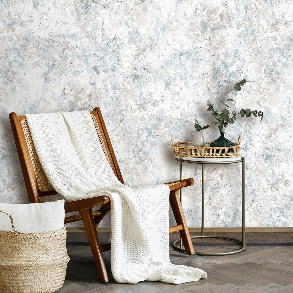 DecoratorsBest Luxurious Marble Blue Grey Wallpaper