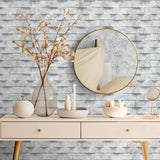 DecoratorsBest Wavy Marble Stripe Blue Grey Wallpaper