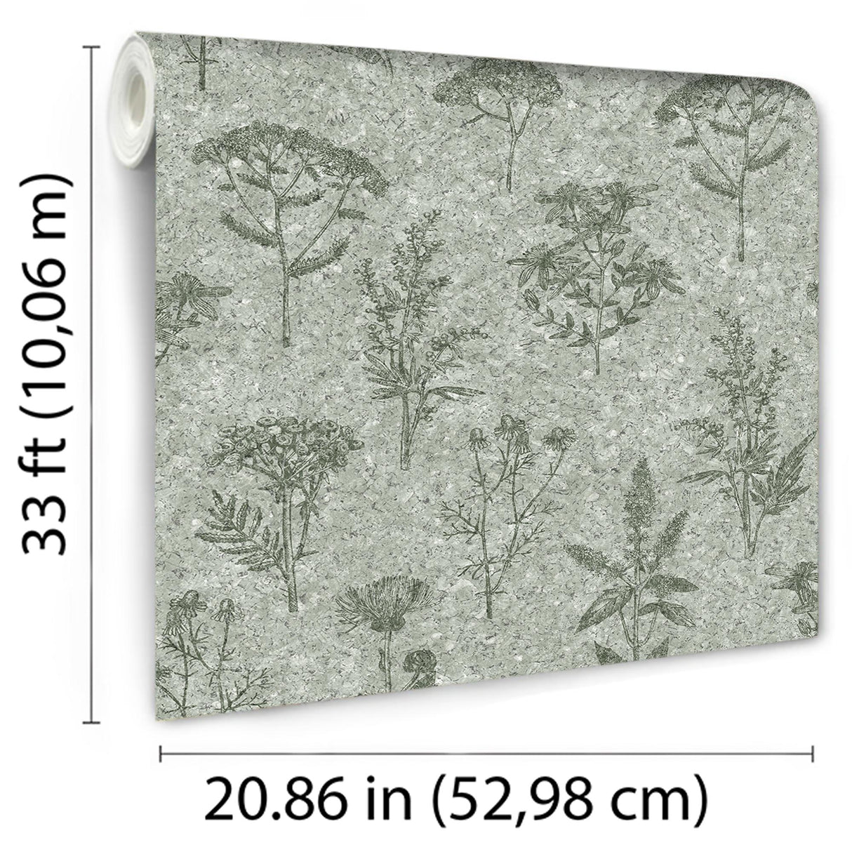 DecoratorsBest Herbarium Hues Herbs & Grasses Sage Green Cork Texture Wallpaper