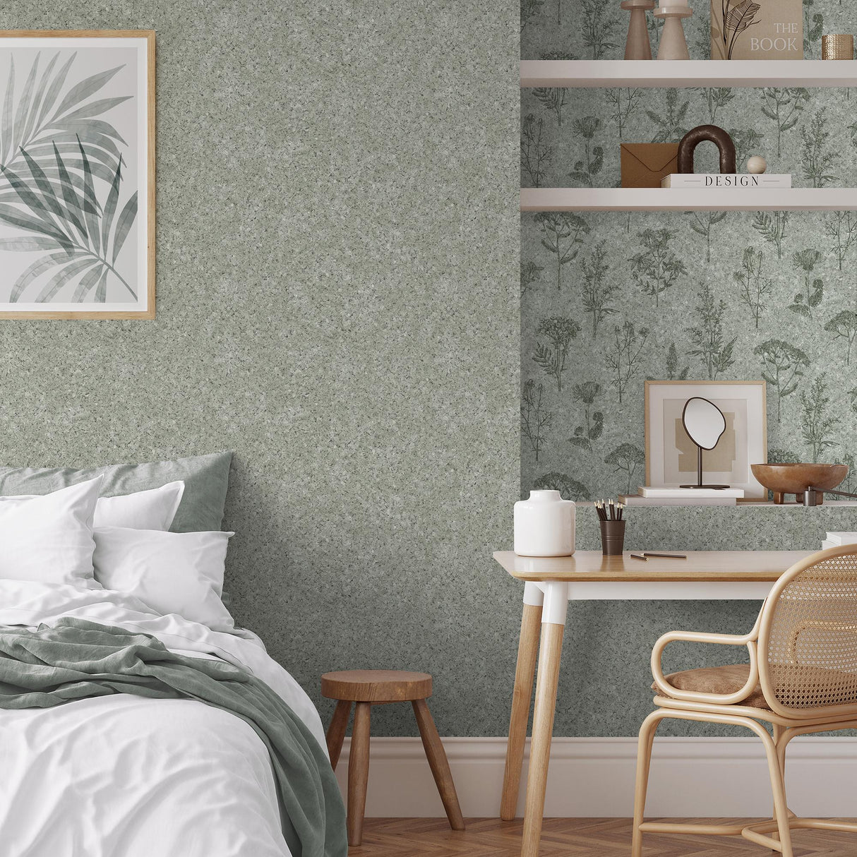 DecoratorsBest Cork Texture Sage Green Wallpaper