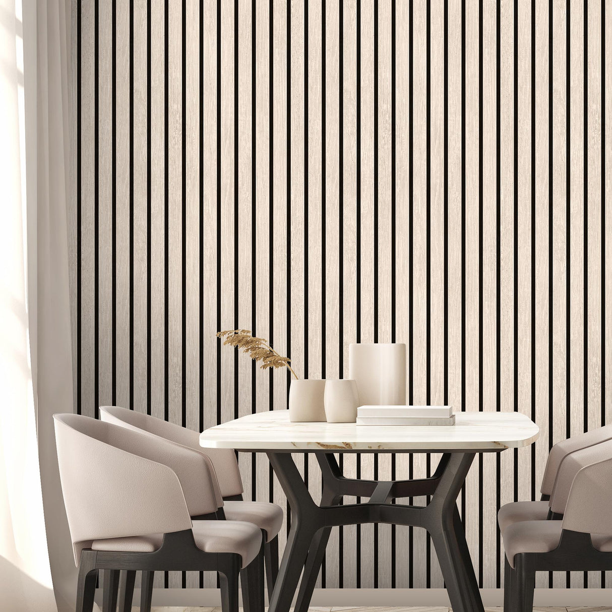 DecoratorsBest Modern Wood Slat Natural Wallpaper