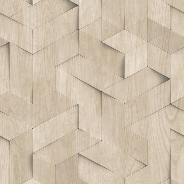DecoratorsBest Geo Wood Block Illusion Natural Wallpaper