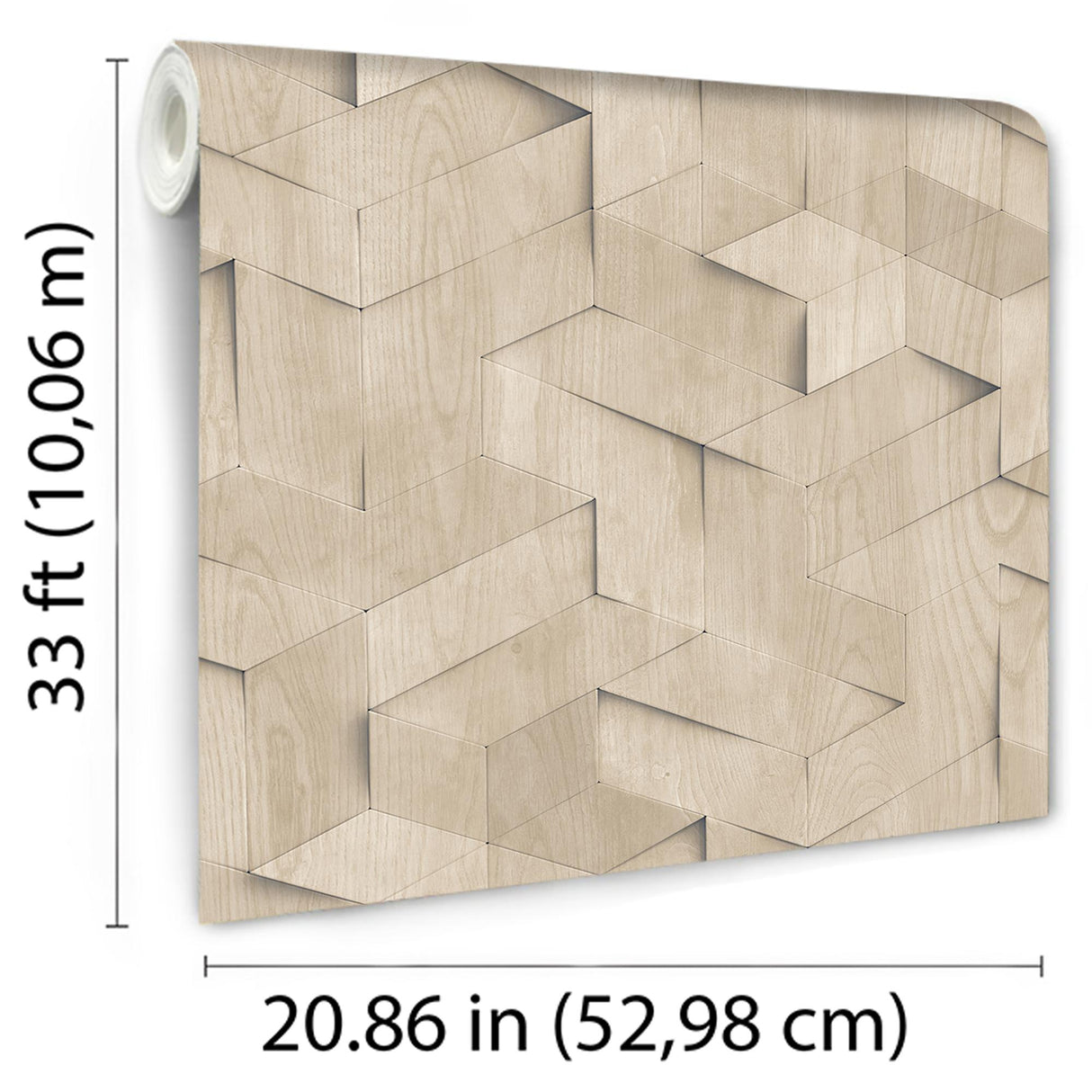 DecoratorsBest Geo Wood Block Illusion Natural Wallpaper
