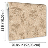 DecoratorsBest Herbarium Hues Herbs & Grasses Natural Light Cork Texture Wallpaper