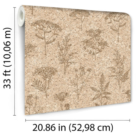 DecoratorsBest Herbarium Hues Herbs & Grasses Natural Light Cork Texture Wallpaper