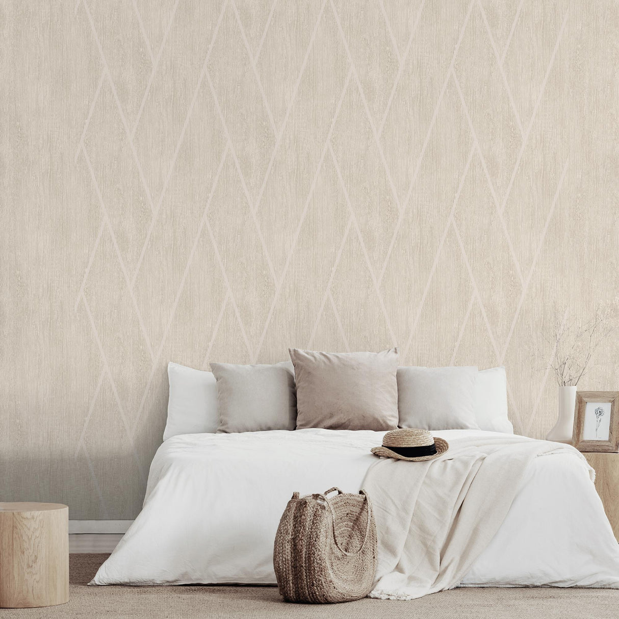 DecoratorsBest Chevron Woodgrain Ecru Cream Wallpaper