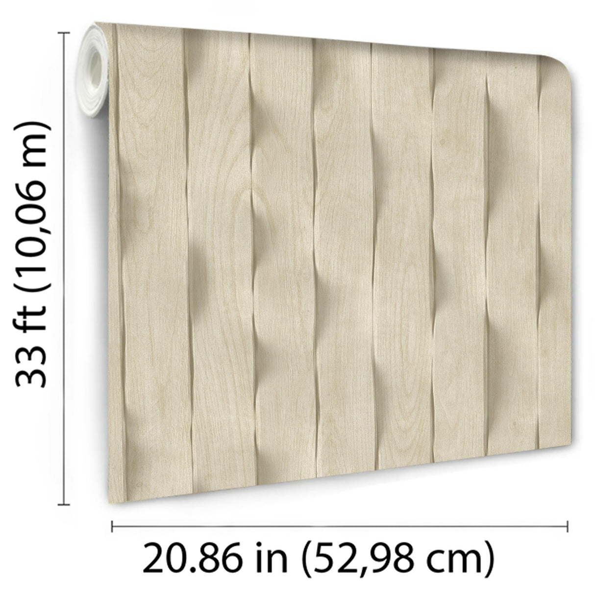 DecoratorsBest Wavy Wood Slat Ecru Light Natural Wood Wallpaper